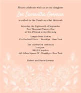 Etched Floral Peach Bat Mitzvah Invitation